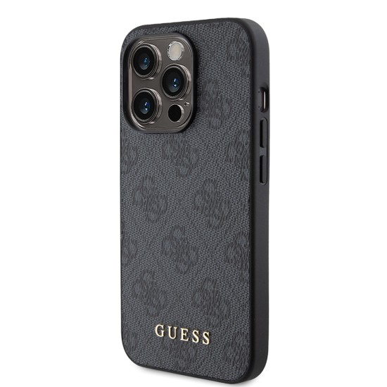 Husa pentru iPhone 15 Pro - Guess Hardcase 4G Metal Gold Logo (GUHCP15LG4GFGR) - Grey