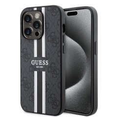 Husa pentru iPhone 15 Pro - Guess Hardcase 4G Printed Stripes MagSafe (GUHMP15LP4RPSK) - Black Husa pentru iPhone 15 Pro - Guess Hardcase 4G Printed Stripes MagSafe (GUHMP15LP4RPSK) - Black