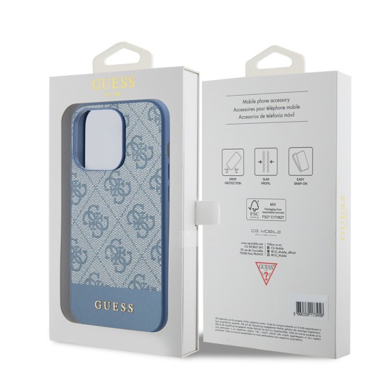 Husa pentru iPhone 15 Pro - Guess Hardcase 4G Stripe Collection (GUHCP15LG4GLBL) - Blue