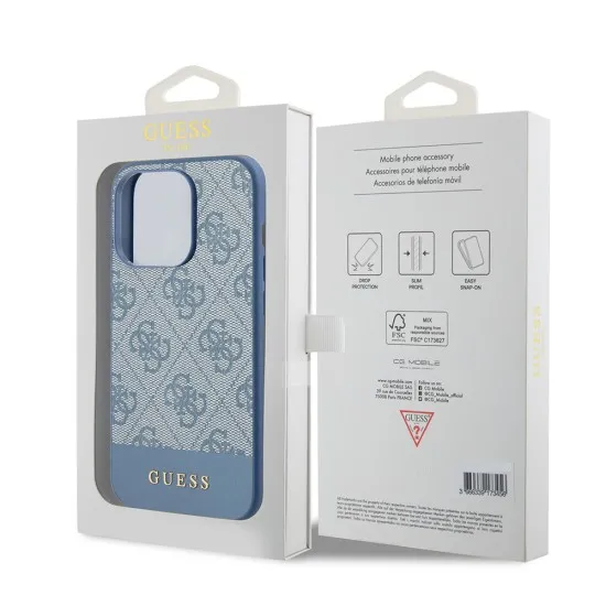 Husa pentru iPhone 15 Pro - Guess Hardcase 4G Stripe Collection (GUHCP15LG4GLBL) - Blue Husa pentru iPhone 15 Pro - Guess Hardcase 4G Stripe Collection (GUHCP15LG4GLBL) - Blue