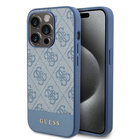 Husa pentru iPhone 15 Pro - Guess Hardcase 4G Stripe Collection (GUHCP15LG4GLBL) - Blue