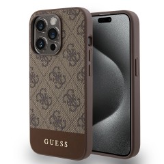 Husa pentru iPhone 15 Pro - Guess Hardcase 4G Stripe Collection (GUHCP15LG4GLBR) - Brown Husa pentru iPhone 15 Pro - Guess Hardcase 4G Stripe Collection (GUHCP15LG4GLBR) - Brown