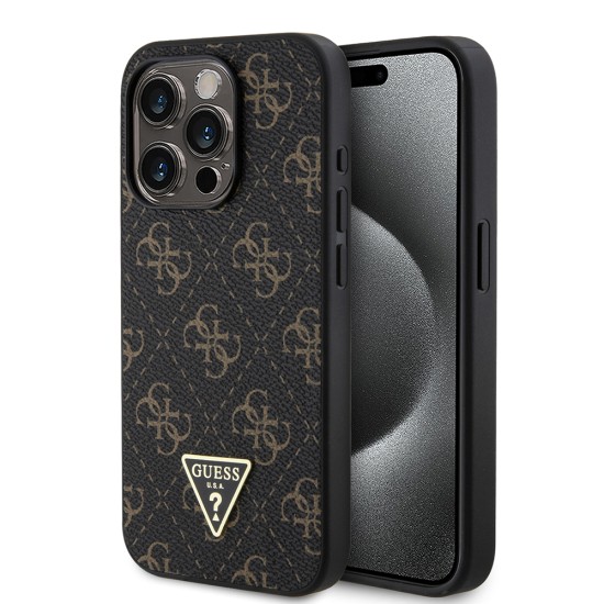 Husa pentru iPhone 15 Pro - Guess Hardcase 4G Triangle Metal Logo (GUHCP15LPG4GPK) - Black