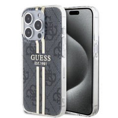 Husa pentru iPhone 15 Pro - Guess Hardcase IML 4G Gold Stripe (GUHCP15LH4PSEGK) - Black Husa pentru iPhone 15 Pro - Guess Hardcase IML 4G Gold Stripe (GUHCP15LH4PSEGK) - Black