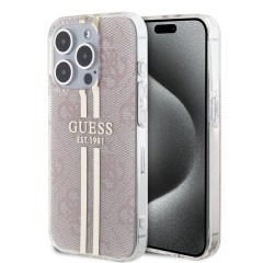 Husa pentru iPhone 15 Pro - Guess Hardcase IML 4G Gold Stripe (GUHCP15LH4PSEGP) - Pink Husa pentru iPhone 15 Pro - Guess Hardcase IML 4G Gold Stripe (GUHCP15LH4PSEGP) - Pink