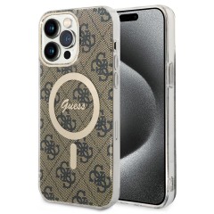 Husa pentru iPhone 15 Pro - Guess IML 4G MagSafe (GUHMP15LH4STW) - Brown Husa pentru iPhone 15 Pro - Guess IML 4G MagSafe (GUHMP15LH4STW) - Brown