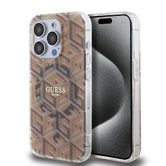 Husa pentru iPhone 15 Pro - Guess IML GCube MagSafe (GUHMP15LHGCUSTGW) - Brown Husa pentru iPhone 15 Pro - Guess IML GCube MagSafe (GUHMP15LHGCUSTGW) - Brown