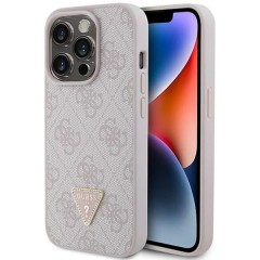 Husa pentru iPhone 15 Pro - Guess Leather 4G Triangle Strass (GUHCP15LP4TDPP) - Pink Husa pentru iPhone 15 Pro - Guess Leather 4G Triangle Strass (GUHCP15LP4TDPP) - Pink