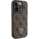 Husa pentru iPhone 15 Pro - Guess Leather 4G Triangle Strass (GUHCP15LP4TDPW) - Brown Husa pentru iPhone 15 Pro - Guess Leather 4G Triangle Strass (GUHCP15LP4TDPW) - Brown