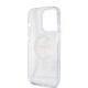 Husa pentru iPhone 15 Pro - Guess Ring Stand Script Glitter MagSafe (GUHMP15LHRSGSD) - Clear