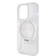 Husa pentru iPhone 15 Pro - Guess Ring Stand Script Glitter MagSafe (GUHMP15LHRSGSD) - Clear