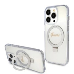 Husa pentru iPhone 15 Pro - Guess Ring Stand Script Glitter MagSafe (GUHMP15LHRSGSD) - Clear Husa pentru iPhone 15 Pro - Guess Ring Stand Script Glitter MagSafe (GUHMP15LHRSGSD) - Clear