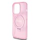 Husa pentru iPhone 15 Pro - Guess Ring Stand Script Glitter MagSafe (GUHMP15LHRSGSP) - Pink