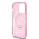 Husa pentru iPhone 15 Pro - Guess Ring Stand Script Glitter MagSafe (GUHMP15LHRSGSP) - Pink