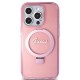 Husa pentru iPhone 15 Pro - Guess Ring Stand Script Glitter MagSafe (GUHMP15LHRSGSP) - Pink