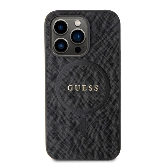 Husa pentru iPhone 15 Pro - Guess Saffiano MagSafe (GUHMP15LPSAHMCK) - Black