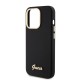 Husa pentru iPhone 15 Pro - Guess Silicone Script Metal Logo & Frame (GUHCP15LSMBSLK) - Black