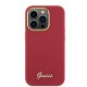 Husa pentru iPhone 15 Pro - Guess Silicone Script Metal Logo & Frame (GUHCP15LSMBSLM) - Red