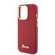 Husa pentru iPhone 15 Pro - Guess Silicone Script Metal Logo & Frame (GUHCP15LSMBSLM) - Red