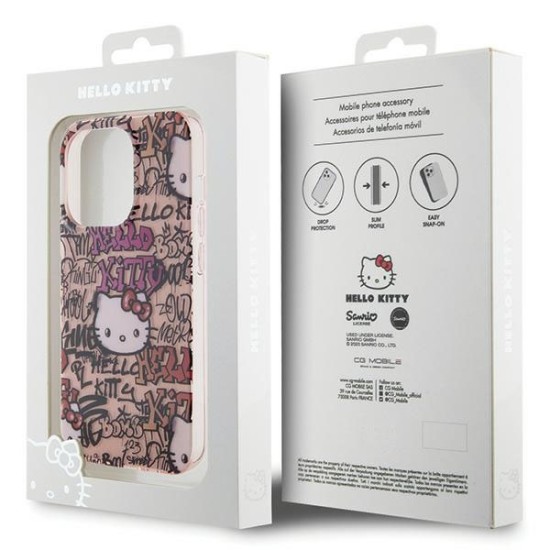 Husa pentru iPhone 15 Pro - Hello Kitty Hardcase IML Tags Graffiti (HKHCP15LHDGPTP) - Pink Husa pentru iPhone 15 Pro - Hello Kitty Hardcase IML Tags Graffiti (HKHCP15LHDGPTP) - Pink