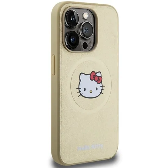 Husa pentru iPhone 15 Pro - Hello Kitty Hardcase Leather Kitty Head MagSafe (HKHMP15LPGHCKD) - Gold Husa pentru iPhone 15 Pro - Hello Kitty Hardcase Leather Kitty Head MagSafe (HKHMP15LPGHCKD) - Gold