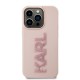 Husa pentru iPhone 15 Pro - Karl Lagerfeld 3D Design (KLHCP15L3DMBKCP) - Pink Rubber Glitter Logo