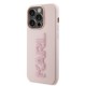 Husa pentru iPhone 15 Pro - Karl Lagerfeld 3D Design (KLHCP15L3DMBKCP) - Pink Rubber Glitter Logo