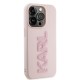 Husa pentru iPhone 15 Pro - Karl Lagerfeld 3D Design (KLHCP15L3DMBKCP) - Pink Rubber Glitter Logo