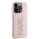 Husa pentru iPhone 15 Pro - Karl Lagerfeld 3D Design (KLHCP15L3DMBKCP) - Pink Rubber Glitter Logo