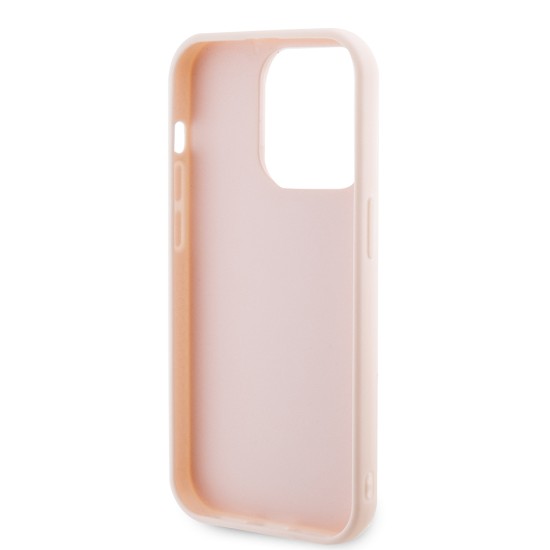 Husa pentru iPhone 15 Pro - Karl Lagerfeld 3D Design (KLHCP15L3DMBKCP) - Pink Rubber Glitter Logo