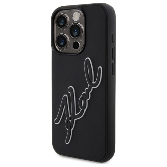 Husa pentru iPhone 15 Pro - Karl Lagerfeld 3D Design (KLHCP15L3DRKSDLK) - Rubber Signature