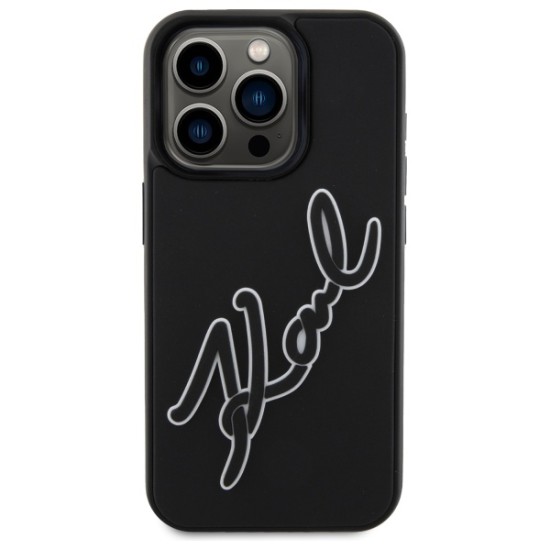 Husa pentru iPhone 15 Pro - Karl Lagerfeld 3D Design (KLHCP15L3DRKSDLK) - Rubber Signature