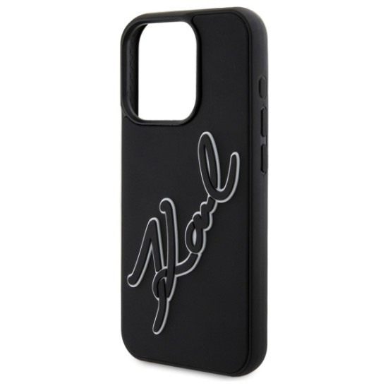 Husa pentru iPhone 15 Pro - Karl Lagerfeld 3D Design (KLHCP15L3DRKSDLK) - Rubber Signature