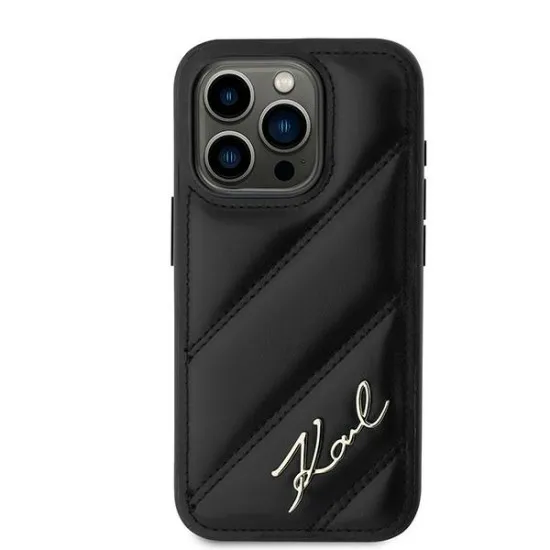 Husa pentru iPhone 15 Pro - Karl Lagerfeld Diagonal Quilted Script (KLHCP15LPQDSMGK) - Black Husa pentru iPhone 15 Pro - Karl Lagerfeld Diagonal Quilted Script (KLHCP15LPQDSMGK) - Black