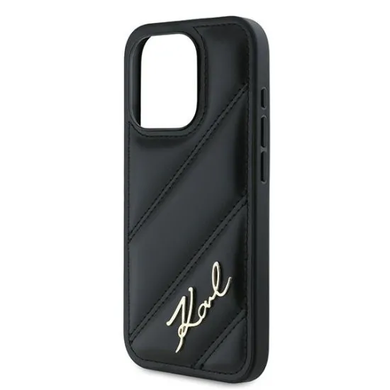 Husa pentru iPhone 15 Pro - Karl Lagerfeld Diagonal Quilted Script (KLHCP15LPQDSMGK) - Black Husa pentru iPhone 15 Pro - Karl Lagerfeld Diagonal Quilted Script (KLHCP15LPQDSMGK) - Black