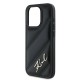 Husa pentru iPhone 15 Pro - Karl Lagerfeld Diagonal Quilted Script (KLHCP15LPQDSMGK) - Black