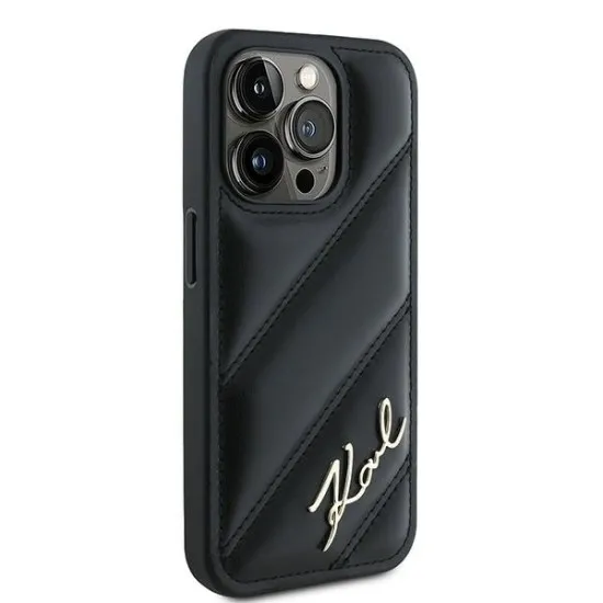 Husa pentru iPhone 15 Pro - Karl Lagerfeld Diagonal Quilted Script (KLHCP15LPQDSMGK) - Black Husa pentru iPhone 15 Pro - Karl Lagerfeld Diagonal Quilted Script (KLHCP15LPQDSMGK) - Black