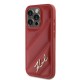 Husa pentru iPhone 15 Pro - Karl Lagerfeld Diagonal Quilted Script (KLHCP15LPQDSMGR) - Red