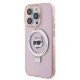 Husa pentru iPhone 15 Pro - Karl Lagerfeld Hardcase Ring Stand MagSafe (KLHMP15LHMRSCHP) - Pink Choupette Head