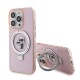 Husa pentru iPhone 15 Pro - Karl Lagerfeld Hardcase Ring Stand MagSafe (KLHMP15LHMRSKCP) - Pink Karl&Choupette