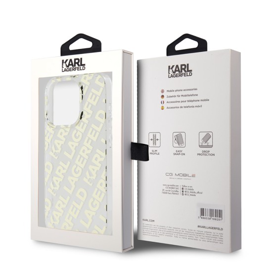 Husa pentru iPhone 15 Pro - Karl Lagerfeld IML Luxury (KLHCP15LHKDPNSK) - Mono KL Pattern&Cord