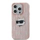 Husa pentru iPhone 15 Pro - Karl Lagerfeld IML Luxury (KLHCP15LHKLPCHP) - Pink Choupette Head&Monogram