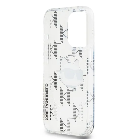 Husa pentru iPhone 15 Pro - Karl Lagerfeld IML Luxury (KLHCP15LHKLPCHT) - Clear Choupette Head&Monogram Husa pentru iPhone 15 Pro - Karl Lagerfeld IML Luxury (KLHCP15LHKLPCHT) - Clear Choupette Head&Monogram