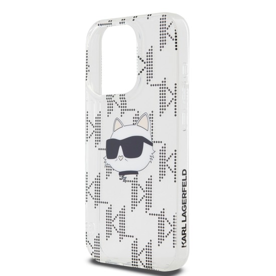 Husa pentru iPhone 15 Pro - Karl Lagerfeld IML Luxury (KLHCP15LHKLPCHT) - Clear Choupette Head&Monogram