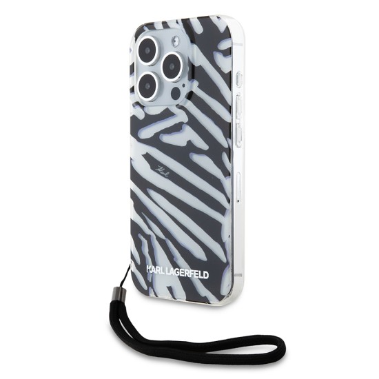 Husa pentru iPhone 15 Pro - Karl Lagerfeld IML Luxury (KLHCP15LHZBPKCCK) - Zebra Pattern&Cord