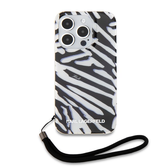 Husa pentru iPhone 15 Pro - Karl Lagerfeld IML Luxury (KLHCP15LHZBPKCCK) - Zebra Pattern&Cord