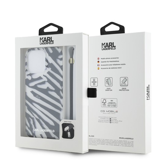 Husa pentru iPhone 15 Pro - Karl Lagerfeld IML Luxury (KLHCP15LHZBPKCCK) - Zebra Pattern&Cord