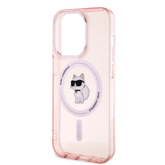 Husa pentru iPhone 15 Pro - Karl Lagerfeld IML MagSafe (KLHMP15LHFCCNOP) - Pink Choupette