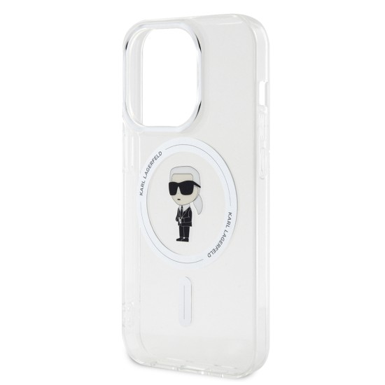 Husa pentru iPhone 15 Pro - Karl Lagerfeld IML MagSafe (KLHMP15LHFCKNOT) - Transparent Ikonik