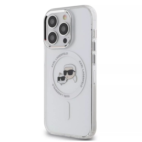 Husa pentru iPhone 15 Pro - Karl Lagerfeld IML MagSafe (KLHMP15LHLSKCH) - Metal Karl&Choupette Head